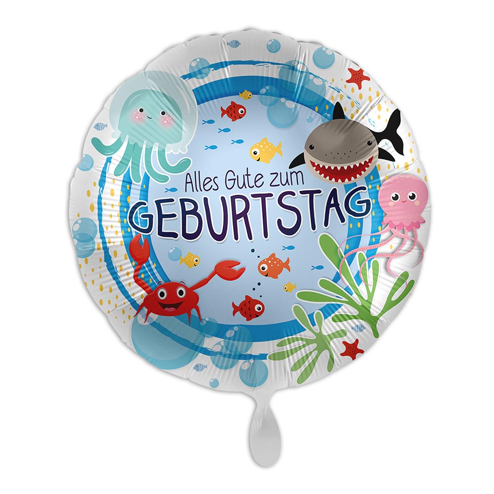 "Geburtstag", Unterwasserwelt, Heliumballon rund Ø 34 cm