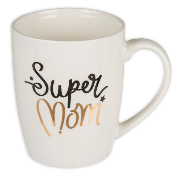 Kaffee- und Teebecher "Super Mom", 10,5cm x Ø 8,5cm