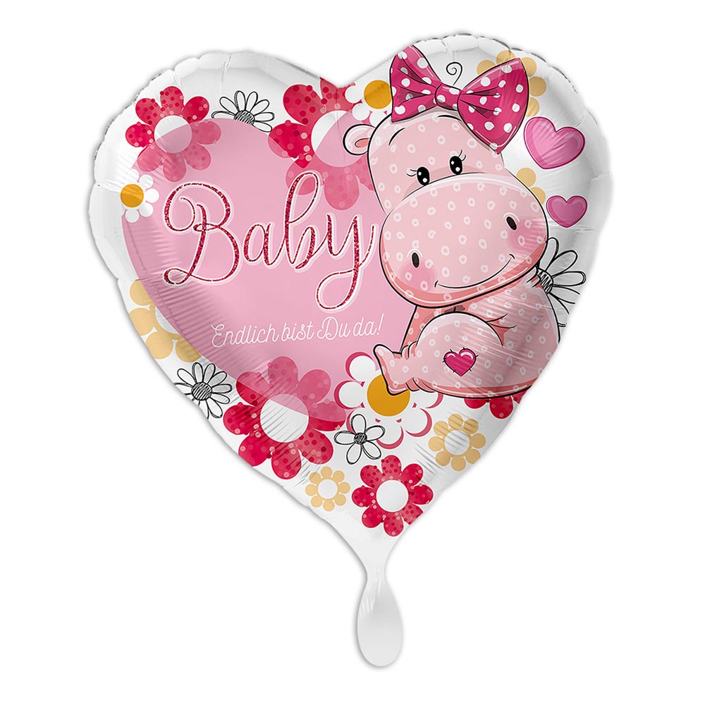  Baby Girl, Nilpferd, Folienballon Herzförmig