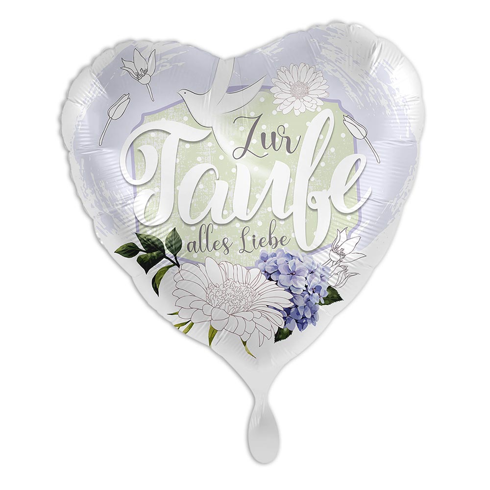 "Zur Taufe alles Liebe", Motiv Blüten, Folienballon rund Ø 34 cm