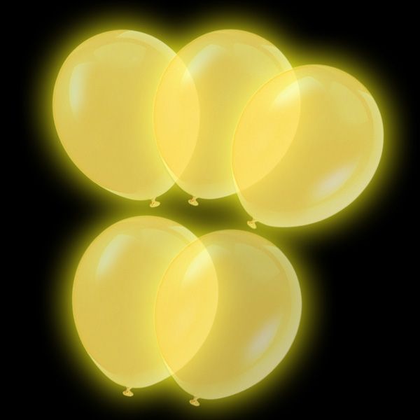 Latexballons LED, gold, 5er Pck, 27,5cm