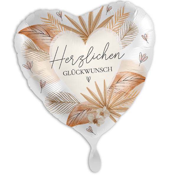 "Herzlichen Glückwunsch", Herzförmiger Folienballon, 35cm x 33cm
