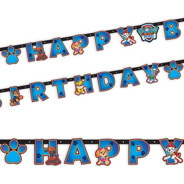 Partykette Paw Patrol als Happy Birthday-Spruch, 2,4m, Pappe, 1 Stück