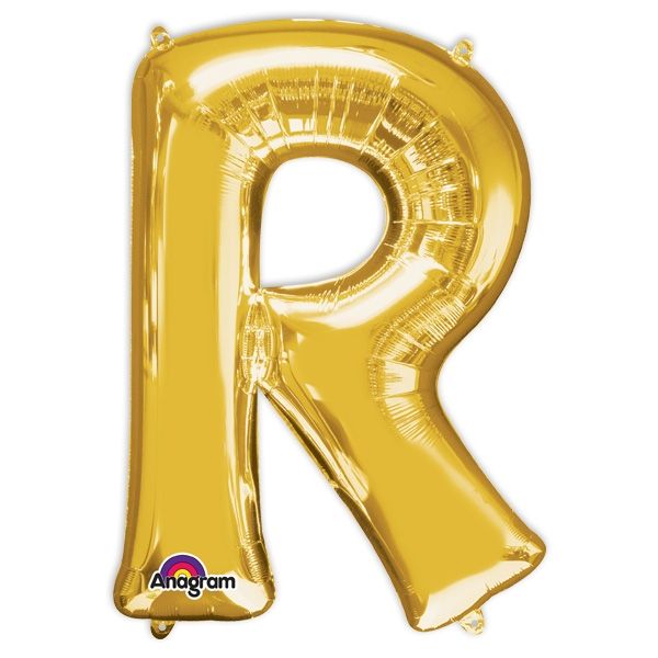 Folienballon Buchstabe "R" in Gold, 58×81cm, goldener Buchstabenballon