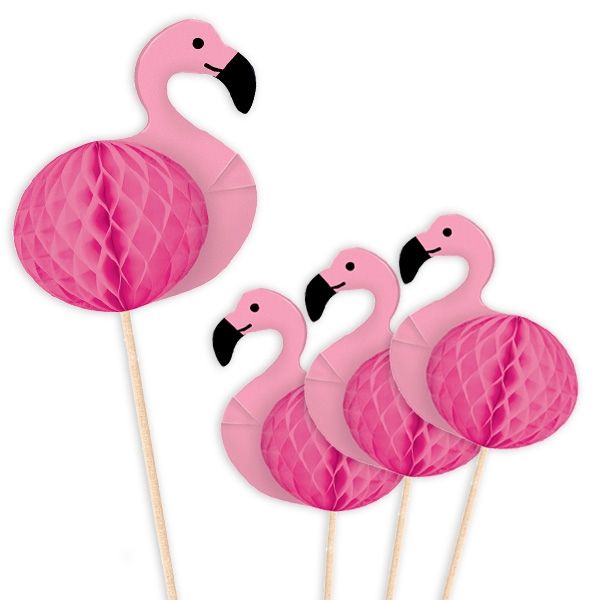 Flamingo, Waben-Dekopicker, 10er, 17,5cm