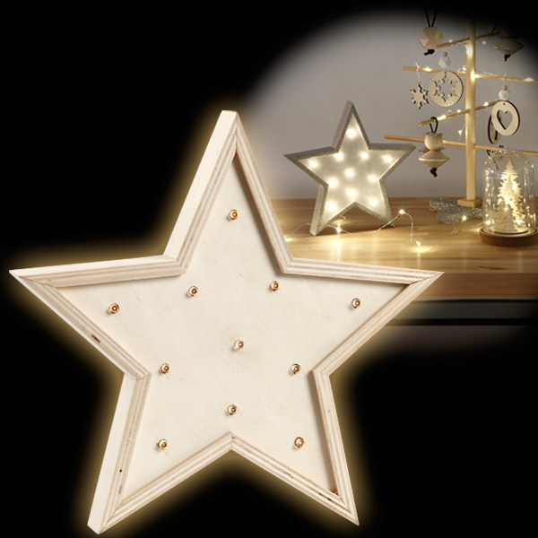 Weihnachts-Stern mit Lichtern, Holz, 26cm, toller Weihnachtsschmuck