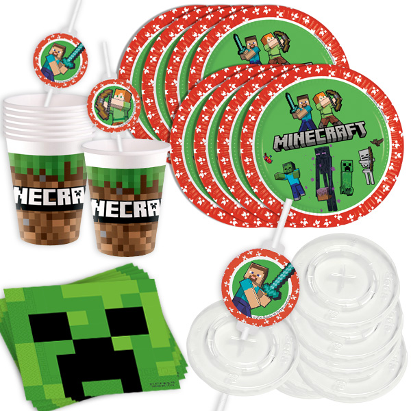 Minecraft Basic Tischdeko-Set, 52-teilig für 8 Kinder