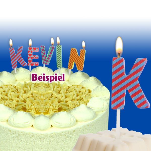 Mini Kerze Buchstabe K, 2,5 cm, für personalisierte Geburtstagstorte
