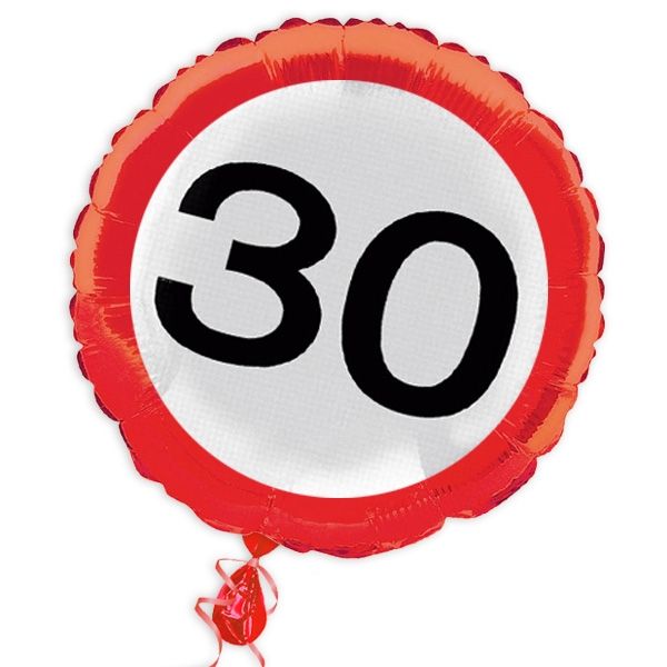30th Birthday Traffic Sign Foil Balloon - 46 cm
