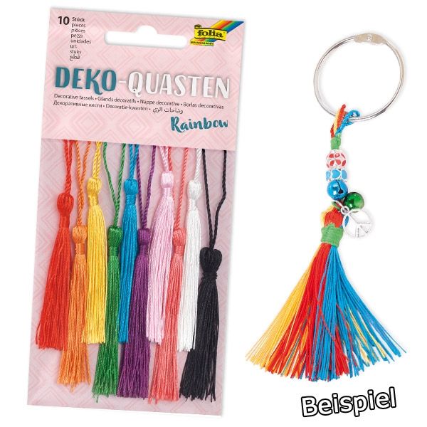 Deko-Quasten "Rainbow", 10 Stück