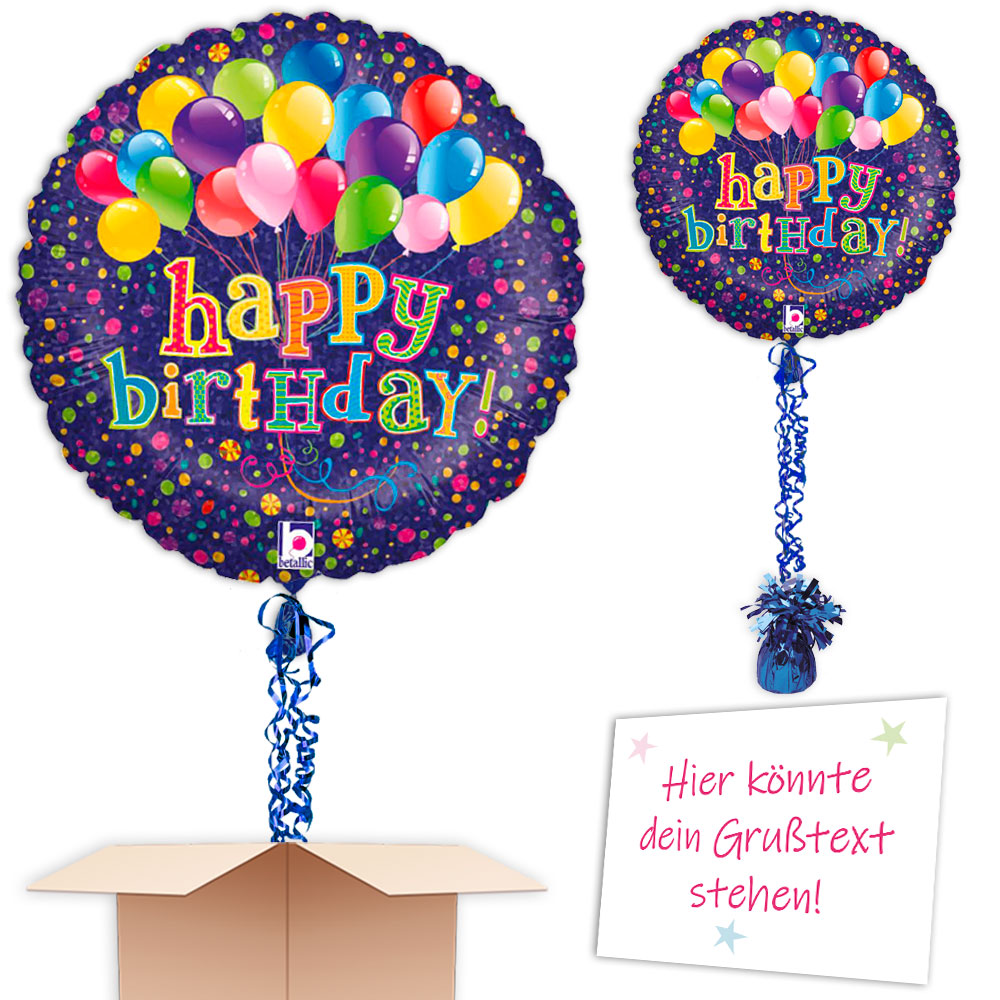 Inkl. Helium, Bänder, Ballongewicht  Happy Birthday Ballon Geburtstag