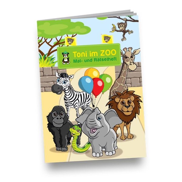 Mal- und Rätselheft "Zoo", DIN A6 mit Kinderrätseln und Ausmalbildern