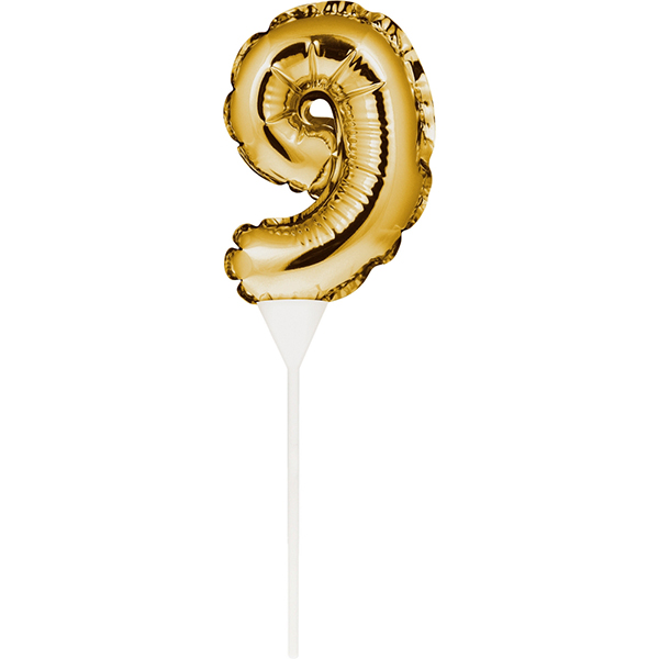 Kuchenpicker Folienballon Gold Zahl 9