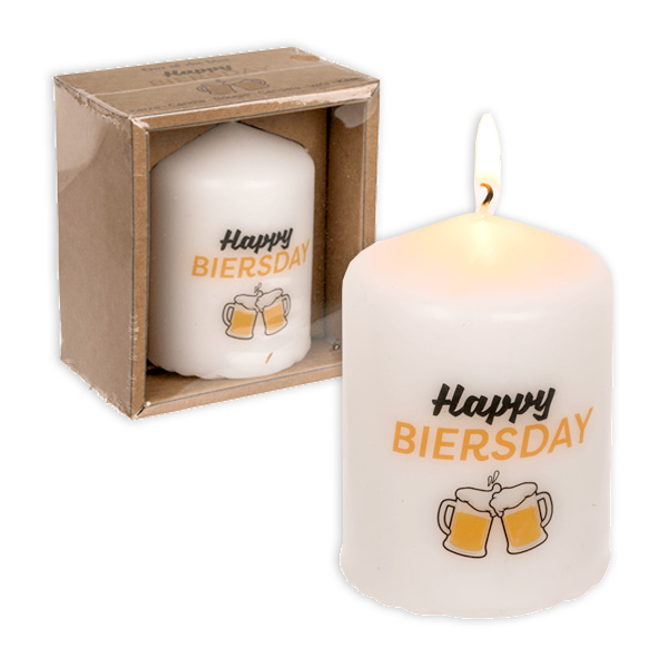 Motiv-Kerze "Happy Biersday" in Geschenkbox, 8cm