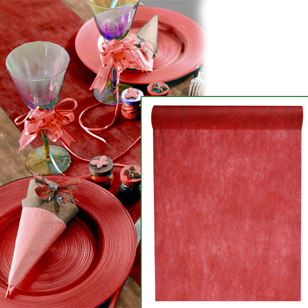 Tischläufer weinrot, Vliestischdecke in Rot für alle Feiern, 30cm x 10m