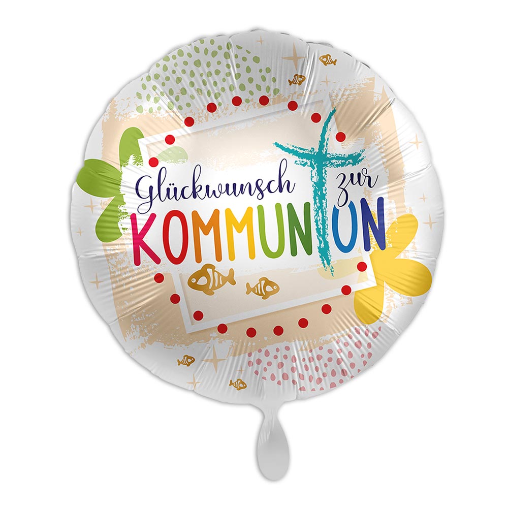 "Glückwunsch zur Kommunion", Folienballon rund Ø 34 cm