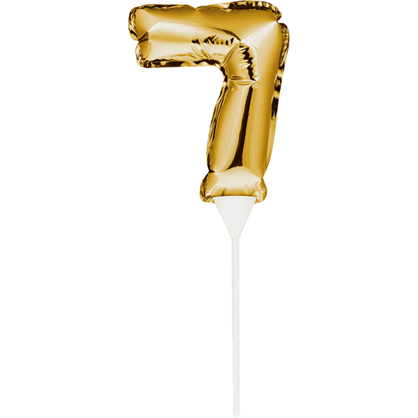 Kuchenpicker Folienballon Gold Zahl 7