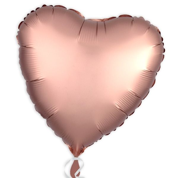 Folieballon Herz Satin Luxe Rose-Kupfer, 34 cm