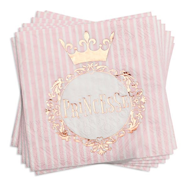 Prinzessinnen Partyset XL, 67-teilig, Tisch- und Raumdeko in rosegold und weiß