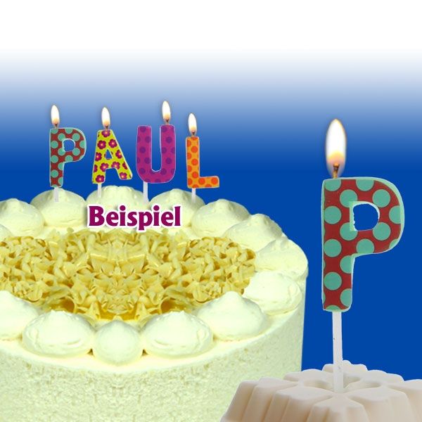 Mini Kerze Buchstabe P, 2,5 cm, für personalisierte Geburtstagstorte