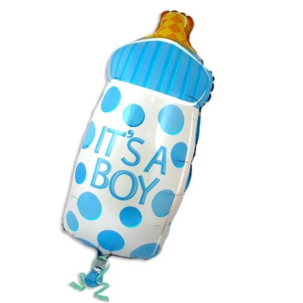 Ballon Nuckelflasche Boy aus Folie mit Aufschrift IT'S A BOY, 58×25cm