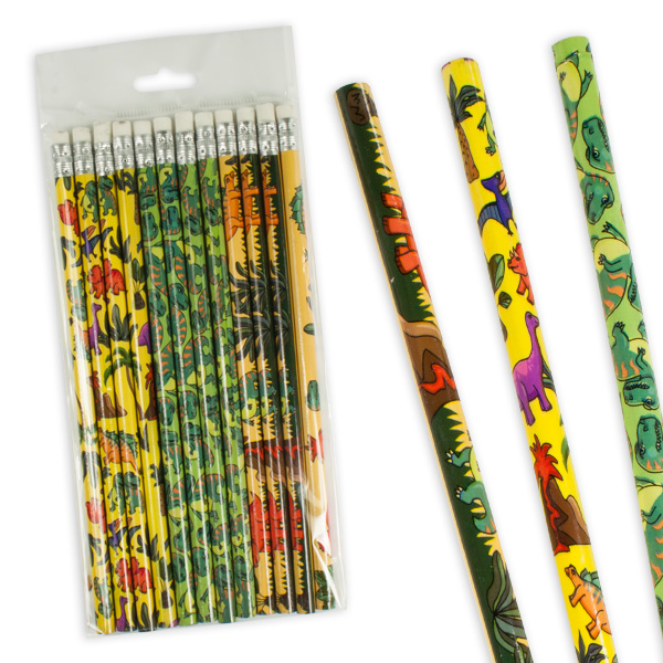 Dino-Bleistifte mit Radiergummi , coole Holzbleistifte im 12er Pack