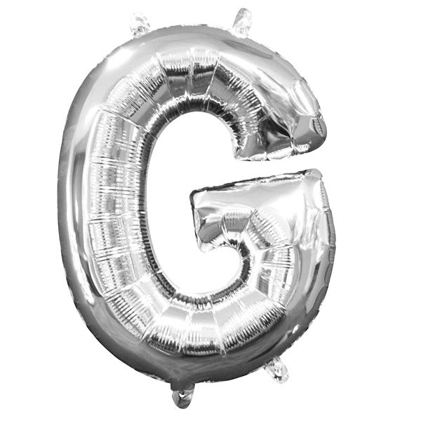 Mini Buchstabenballon als G aus silberner Folie für individuelle Deko
