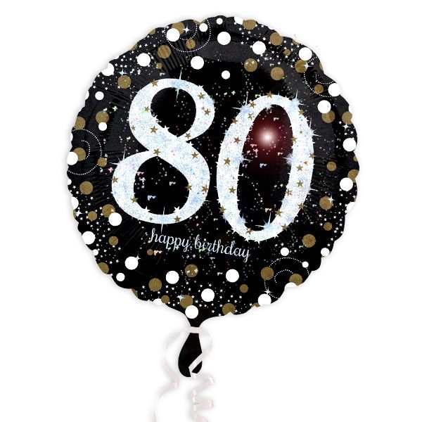 Glitzer-Folieballon zum runden 80. Geburtstag/Jubiläum, 1 Stück, 35cm