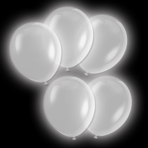 Luftballons LED - 5 Stk, silber leuchtend, 24 h