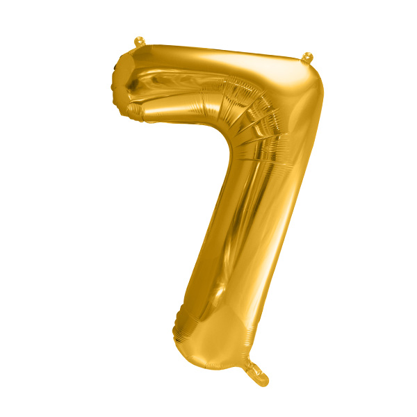XXL Zahlenballon "7" zum 7. Geburtstag in gold, 86cm hoch