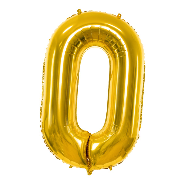 XXL Zahlenballon, Ziffer 0 in gold, 86cm hoch