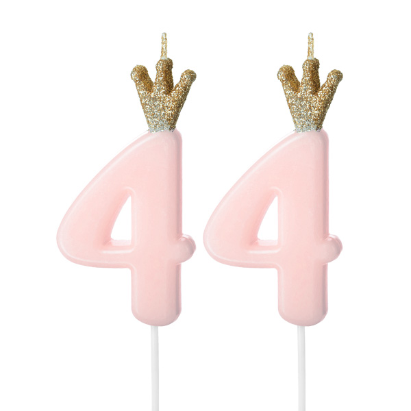 Zahlenkerzen-Set zum 44. Geburtstag in rosa