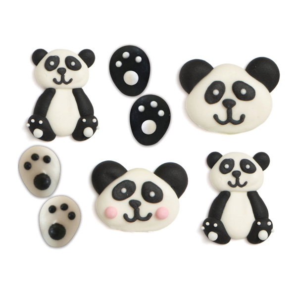 8 Panda Zuckerdekore, ca. 2-4cm
