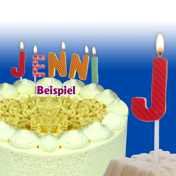 Mini Kerze Buchstabe J, 2,5cm, für Namen vom Geburtstagskind, 1 Stück