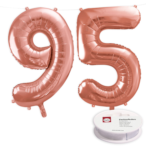95. Geburtstag, XXL Zahlenballon Set 9 & 5 in roségold, 86cm hoch