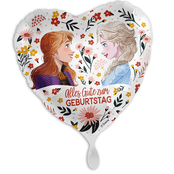 Anna & Elsa Folienballon "Alles Gute zum Geburtstag" in Herzform, 35cm x 33cm