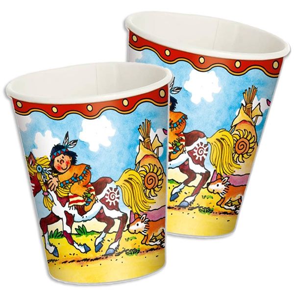 Indianer Yanuk - Partybecher im 8er Pck, 200ml, Pappbecher