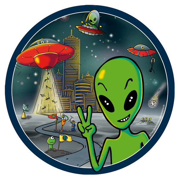 Alien Tischdeko Set bis 8 Kinder, Weltraum Party, 58-teilig