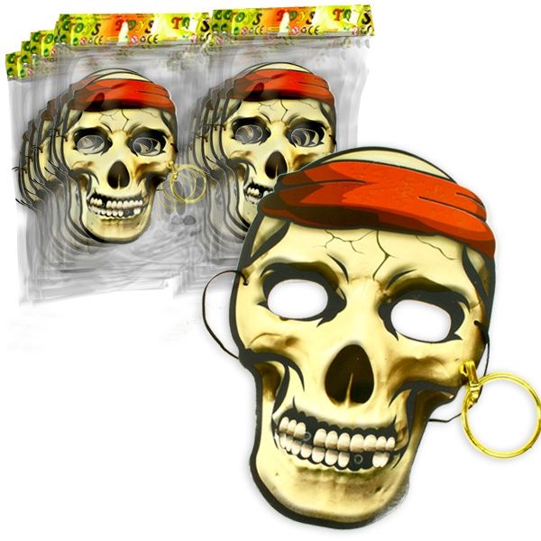 Großpack Piratenmasken für Kinder, 48&nbsp;Pappmasken mit Ohrring & Gummi