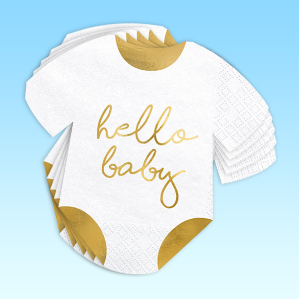 Servietten Hello Baby, im Strampler-Design, 20 Stück