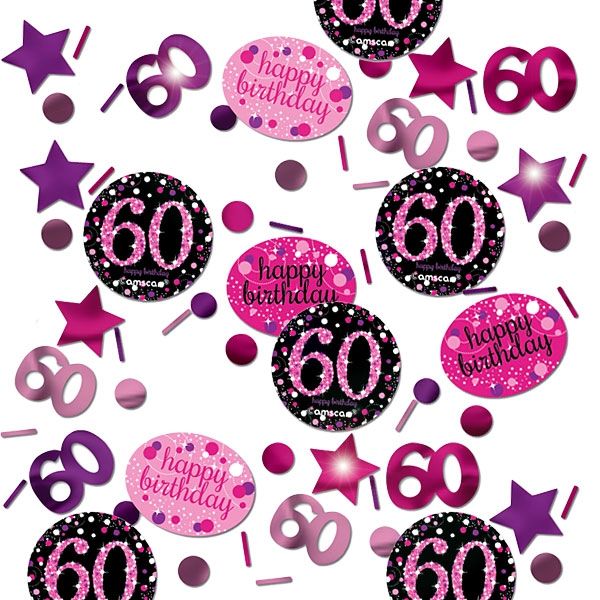 Konfetti 60. Geburtstag pink-schwarz, 34g,Metallic,Pappe