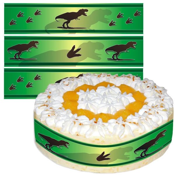 Dino Tortenband aus Zuckerguss für Dinosaurier Motivtorte, 1 Stück