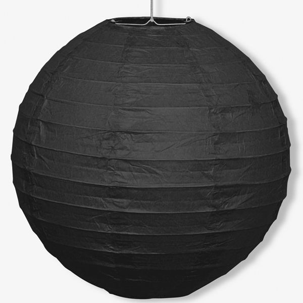 Papier Lampion schwarz, 25cm, mit Schnur und Metallbügel, 1 Stück