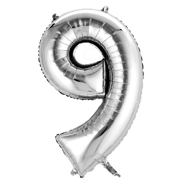 Folieballon Mini - Zahl 9 @ 20cm x 35cm
