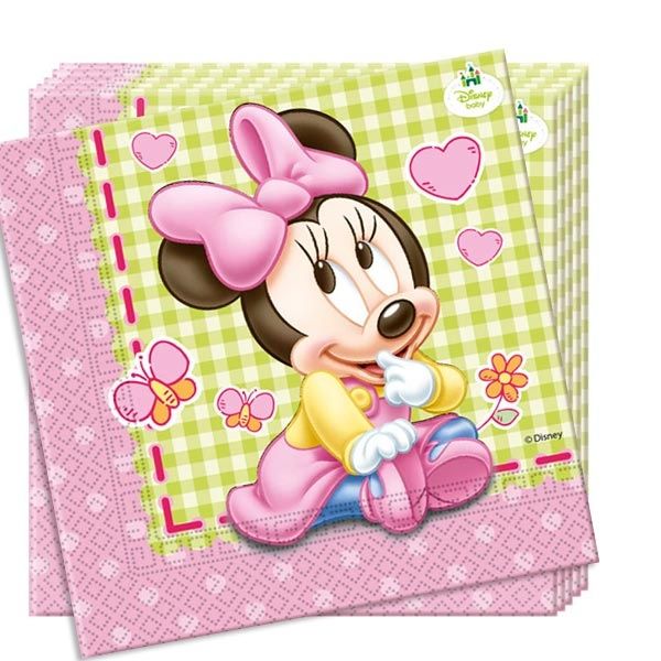 Servietten Minnie Baby, 20 St.,33cm, süße Papierservietten mit Minnie Mouse als Baby