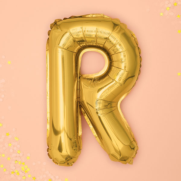 Buchstabenballon "R" in gold, 35cm hoch