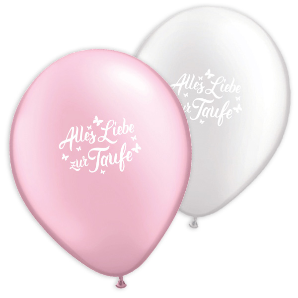 6 Latexballons, Alles Liebe zur Taufe, Ø 28cm