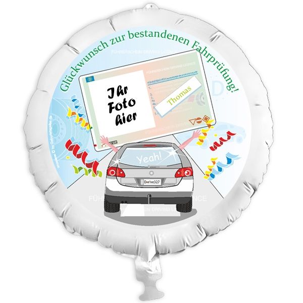 Geschenkballon mit Foto zum Führerschein