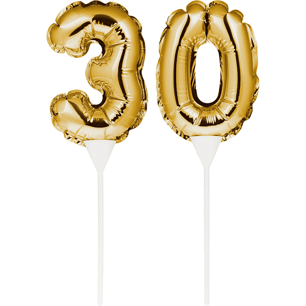 Kuchenpicker Folienballon Gold Zahl 30