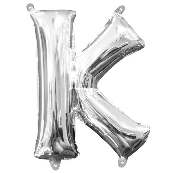 Mini Folienballon Buchstabe K in Silber mit Ösen zum Aufhängen,1 Stk
